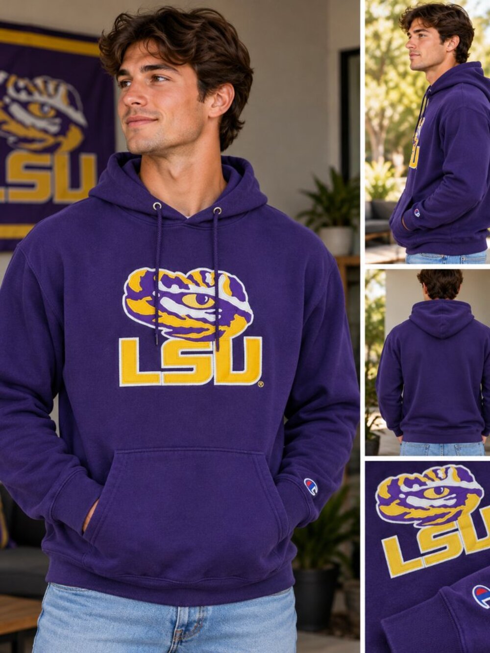 LSU Tigers Champion Hoodie – Men’s Large – Purple